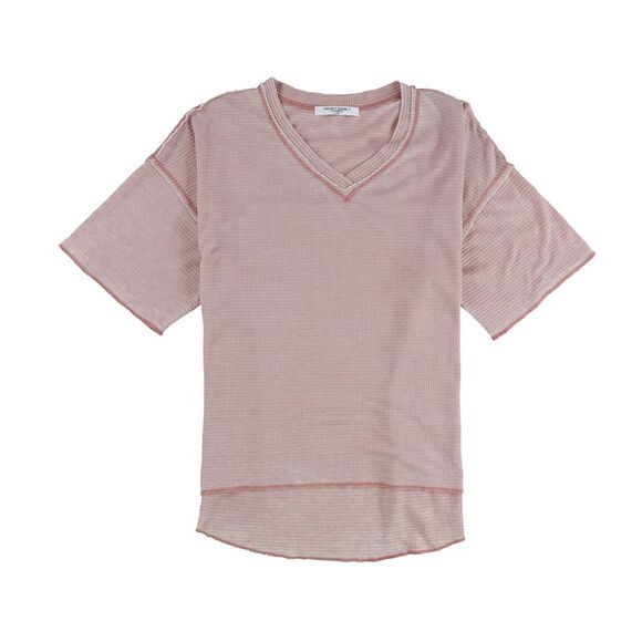 Project Social T Womens Ripped Collar V-Neck Basic T-Shirt, Pink, NWT - Picture 1 of 2